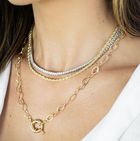 Gold/ Silberketten Set mit Diamanten besetzt, Goldketten
